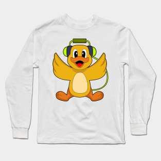 Duck Musician Headphone Music Long Sleeve T-Shirt